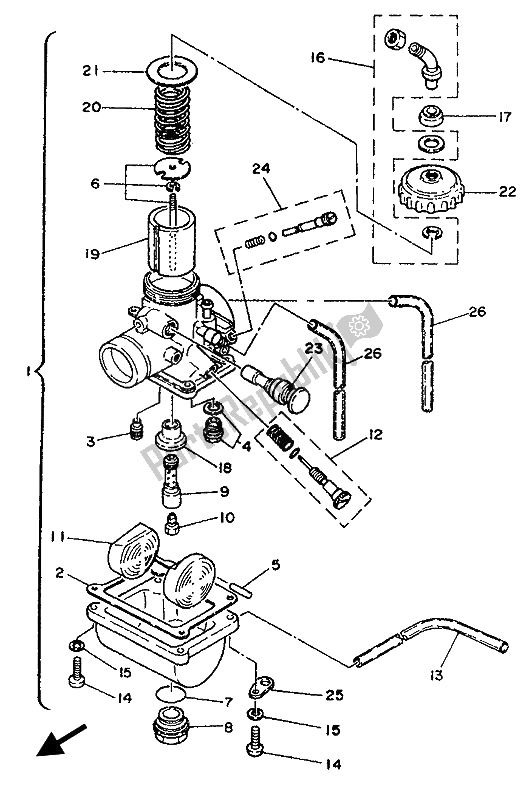 Tutte le parti per il Carburatore del Yamaha YZ 80 LC 1993