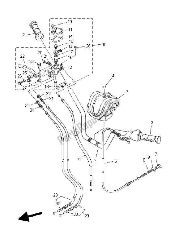 Wszystkie części do Uchwyt Kierownicy I Kabel Yamaha YFM 80R 2007