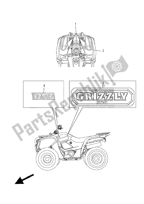 Tutte le parti per il Grafica del Yamaha YFM 300F Grizzly 2X4 2013