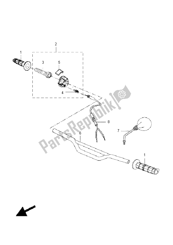 All parts for the Steering Handle & Cable of the Yamaha DT 50R SM 2008