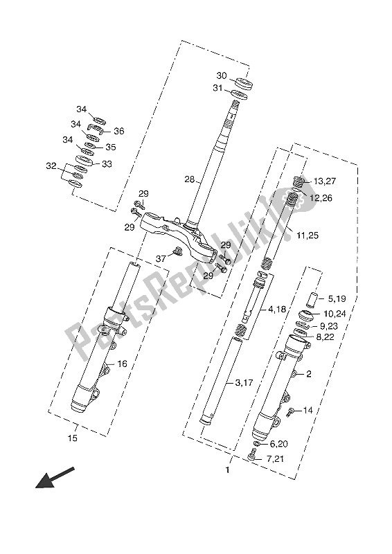 All parts for the Steering of the Yamaha YP 400R 2016