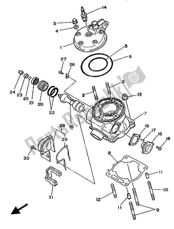 Tutte le parti per il Testata del Yamaha YZ 125 LC 1992