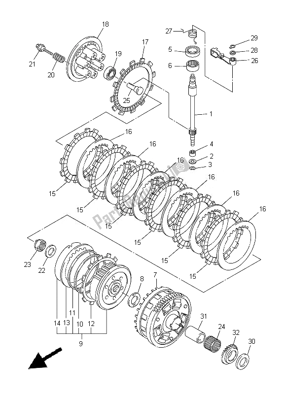 Alle onderdelen voor de Koppeling van de Yamaha FZ8 N 800 2014