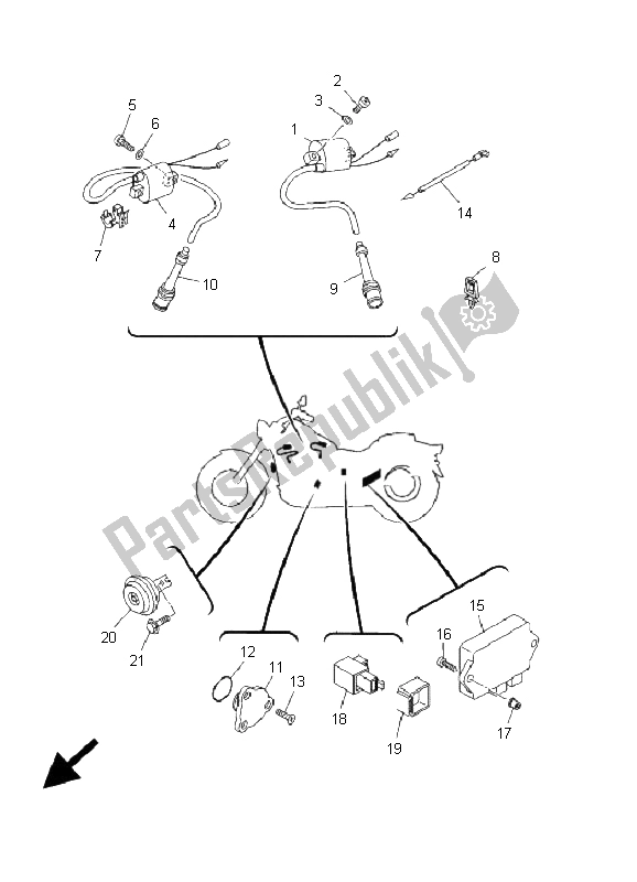 Toutes les pièces pour le électrique 2 du Yamaha XVS 650A Dragstar 2001