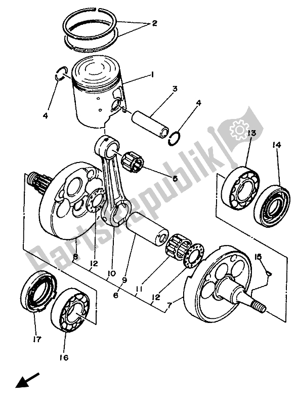 All parts for the Crankshaft & Piston of the Yamaha WR 250Z 1994