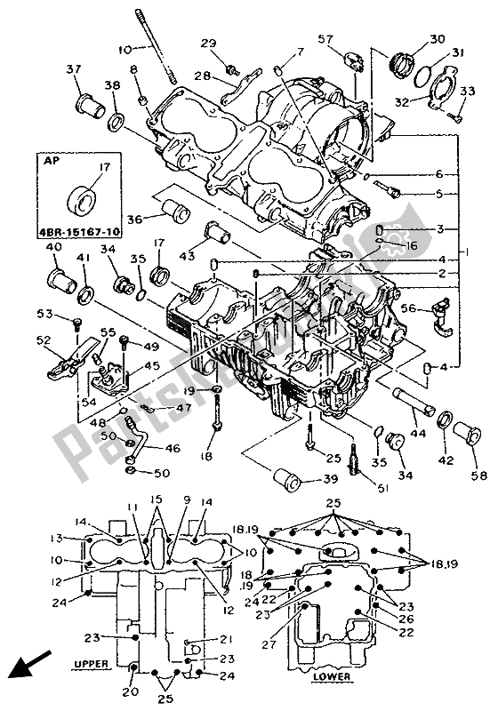 All parts for the Crankcase of the Yamaha XJ 600S Diversion 1992