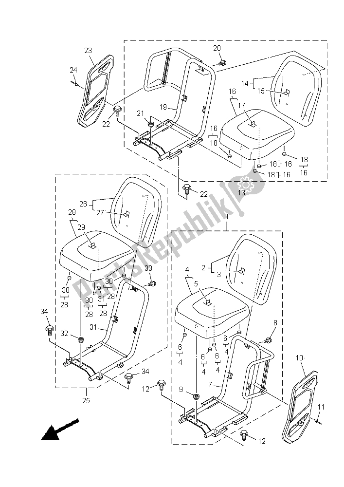 All parts for the Seat of the Yamaha YXM 700E Yamaha Black 2015