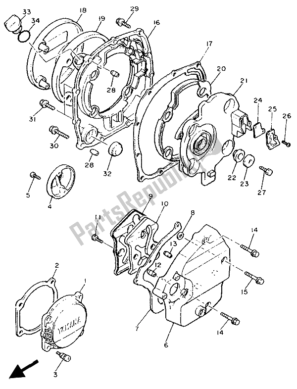 All parts for the Crankcase Cover 1 of the Yamaha FJ 1200 1992