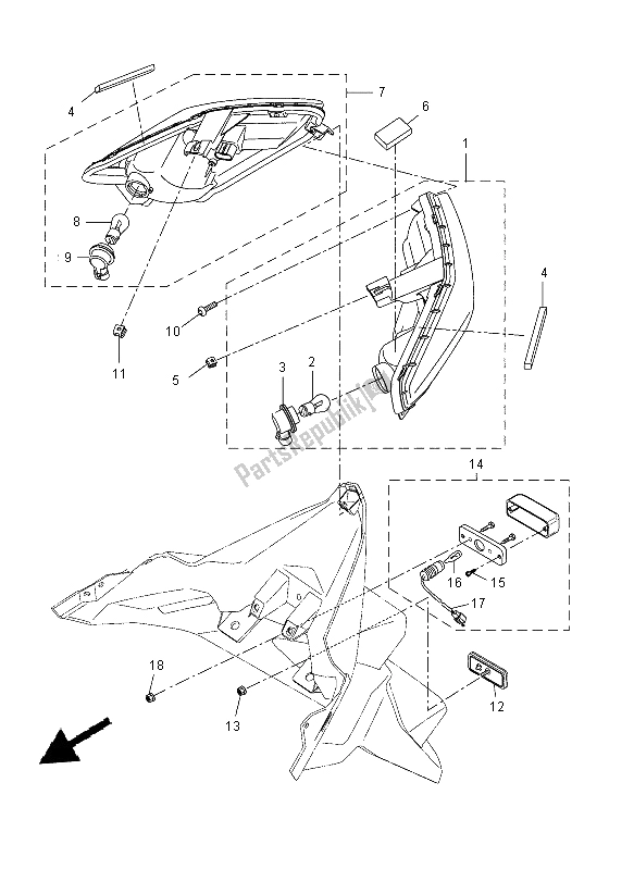 Toutes les pièces pour le Feu Arrière du Yamaha YP 400R 2015