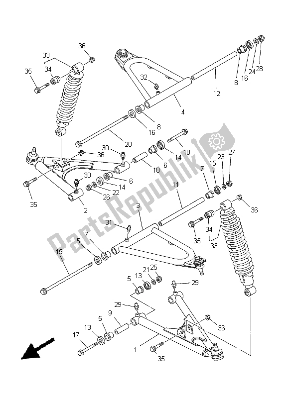 All parts for the Front Suspension & Wheel of the Yamaha YFZ 350 Banchee 2011