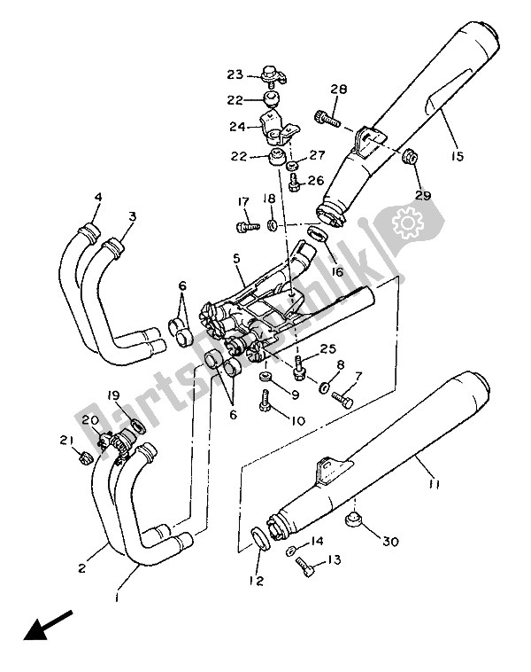 Toutes les pièces pour le échappement du Yamaha XJ 900F 1987