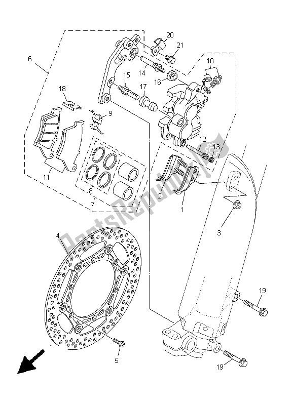 Toutes les pièces pour le étrier De Frein Avant du Yamaha YZ 125 2005