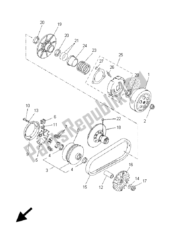 Toutes les pièces pour le Embrayage du Yamaha YP 250R X MAX Black 2009