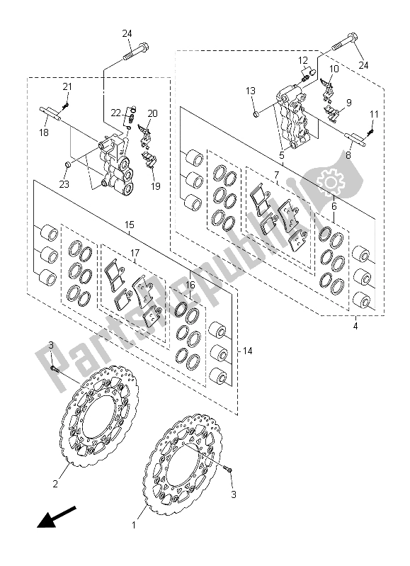 Alle onderdelen voor de Remklauw Voor van de Yamaha VMX 17 1700 2015