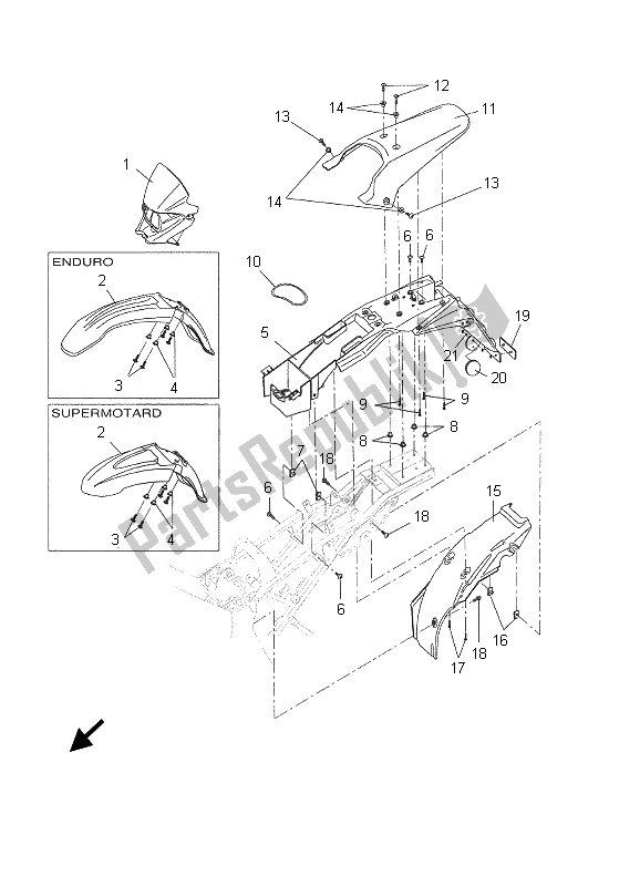 Tutte le parti per il Parafango Anteriore del Yamaha DT 50R SM 2005