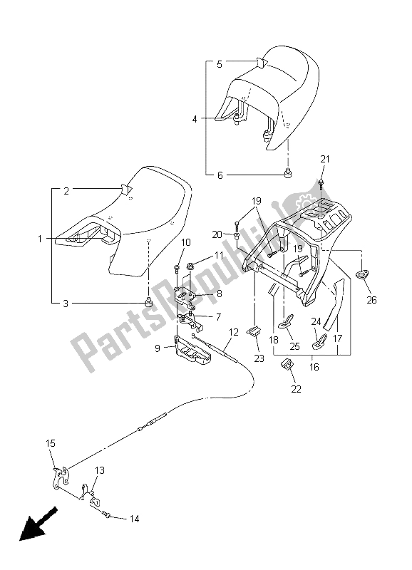 All parts for the Seat of the Yamaha FJR 1300A 2005