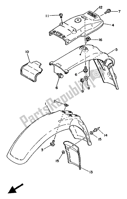 Tutte le parti per il Parafango del Yamaha XT 350 1992