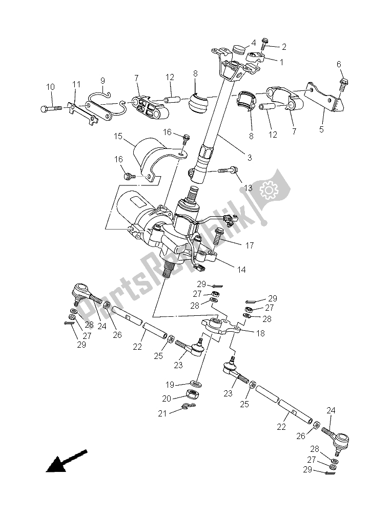 All parts for the Steering of the Yamaha YFM 550 Fwad Grizzly 2015