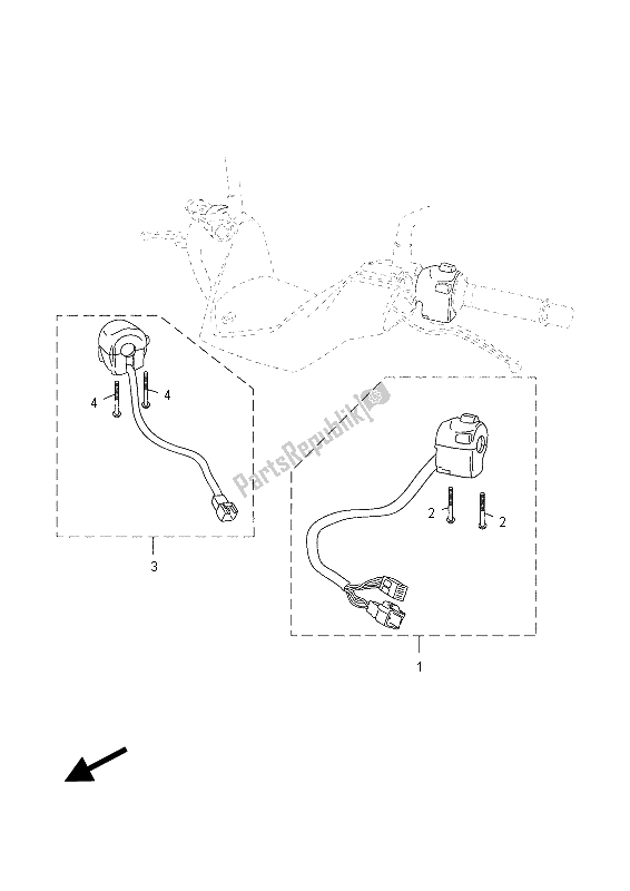 All parts for the Handle Switch & Lever of the Yamaha YP 125R 2015