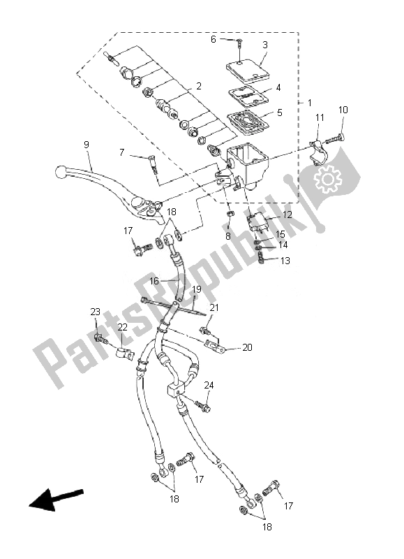 Alle onderdelen voor de Voorste Hoofdcilinder van de Yamaha FZ6 S Fazer 600 2007