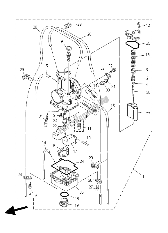 All parts for the Carburetor of the Yamaha YZ 125 2009