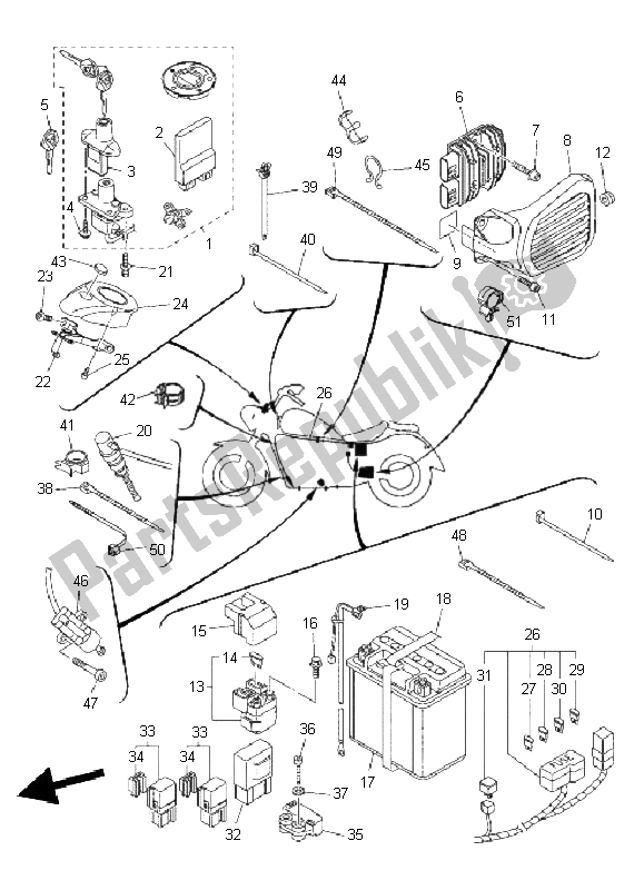 Wszystkie części do Elektryczny 2 Yamaha XVS 1300A 2011