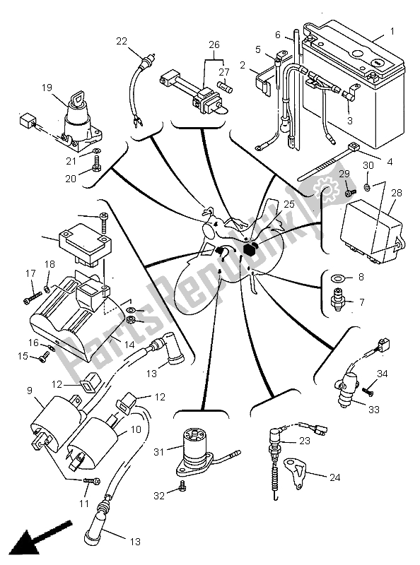 Toutes les pièces pour le électrique 1 du Yamaha XV 1100 Virago 1998