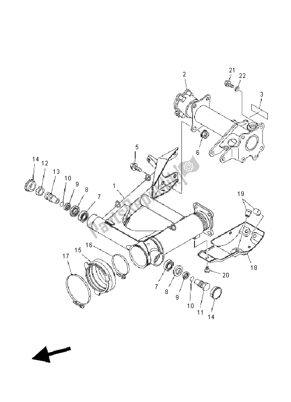 All parts for the Rear Arm of the Yamaha YFM 250 Bear Tracker 2X4 2002