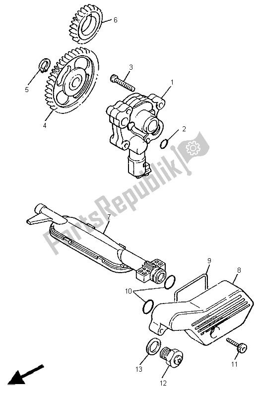 All parts for the Oil Pump of the Yamaha XV 535 S Virago 1997 All parts for the Oil Pump of the Yamaha XV 535 S Virago 1997