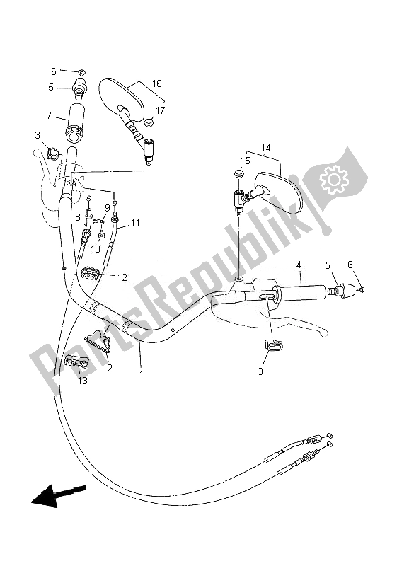 All parts for the Steering Handle & Cable of the Yamaha XV 1900A Midnight Star 2007