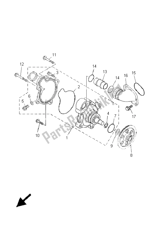 All parts for the Water Pump of the Yamaha TDM 850 2001