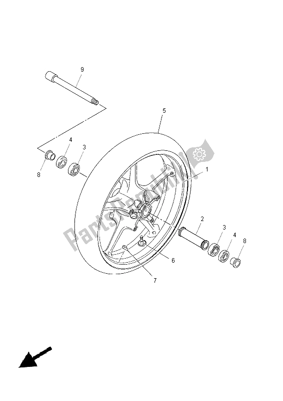 All parts for the Front Wheel of the Yamaha MT 03 660 2012