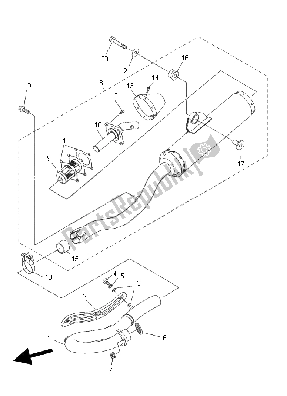 All parts for the Exhaust of the Yamaha WR 250F 2011