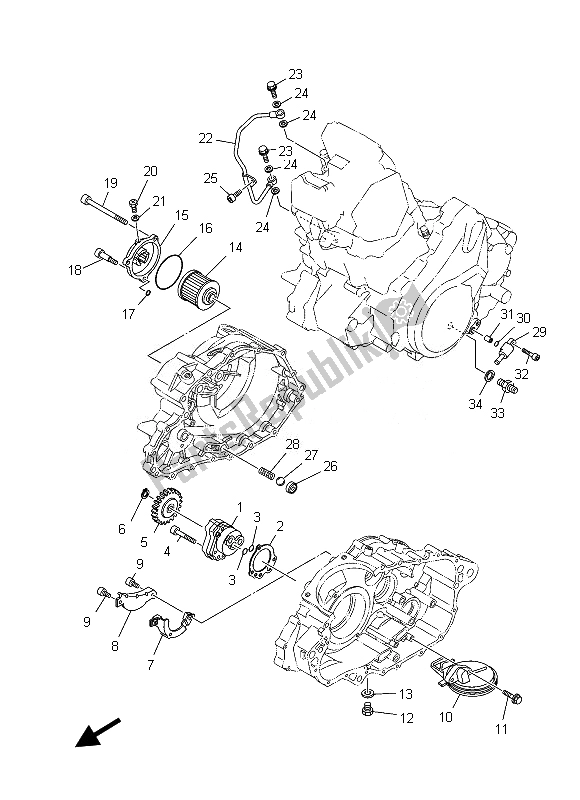 All parts for the Oil Pump of the Yamaha YFM 700 RD 2013