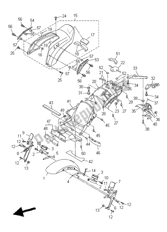 All parts for the Fender of the Yamaha VMX 17 1700 2009