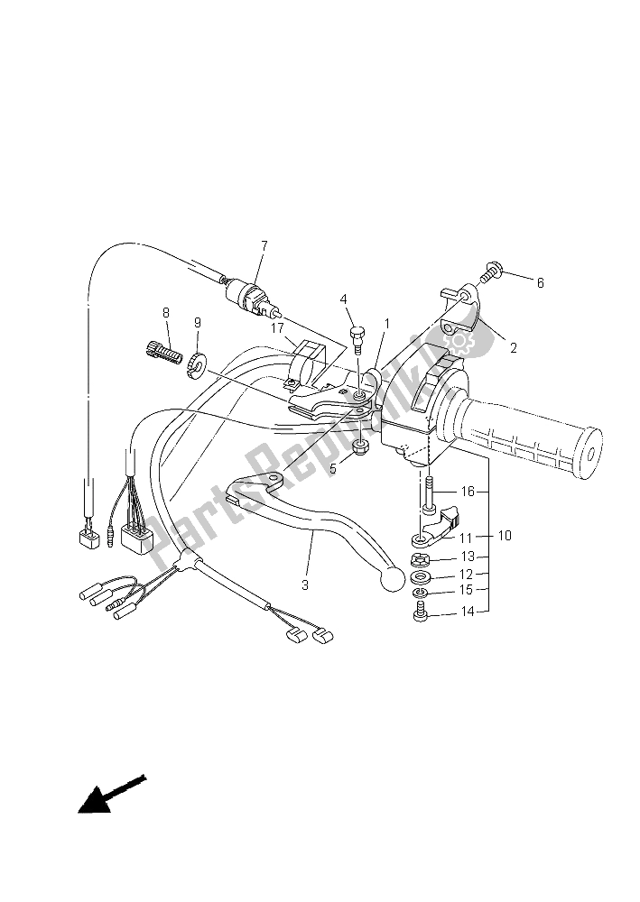 All parts for the Handle Switch & Lever of the Yamaha YFM 450 Fwad IRS Grizzly 4X4 Yamaha Black 2015