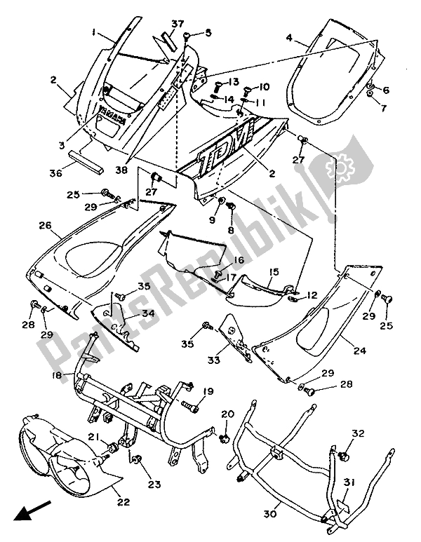 Tutte le parti per il Cowling 1 del Yamaha TDM 850 1991