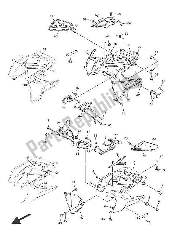 All parts for the Cowling 2 of the Yamaha FJR 1300A 2016