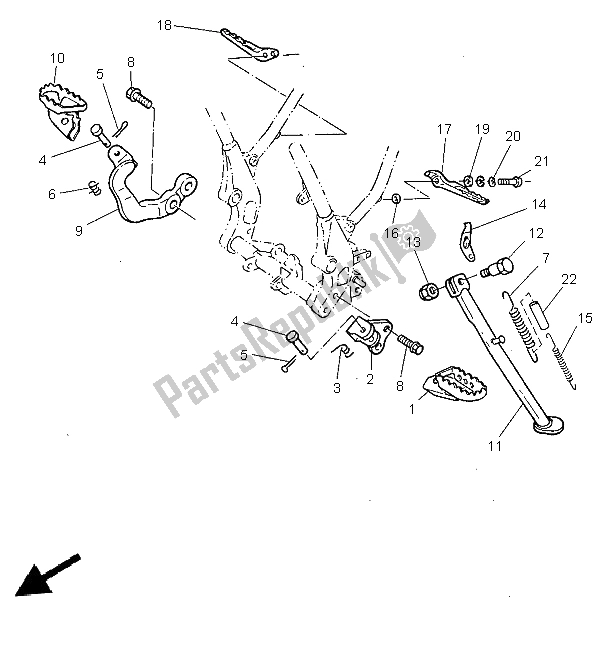 All parts for the Stand & Footrest of the Yamaha TT 600R 1999