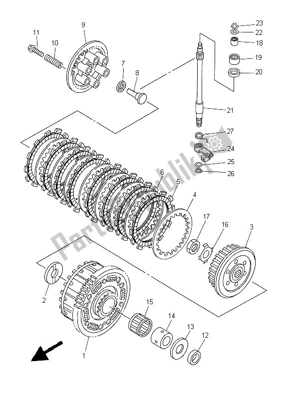 All parts for the Clutch of the Yamaha YZF R6 600 1999