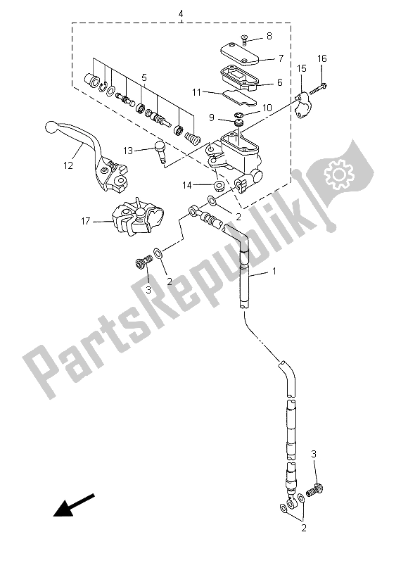 Todas as partes de Cilindro Mestre Dianteiro do Yamaha YZ 125 2015