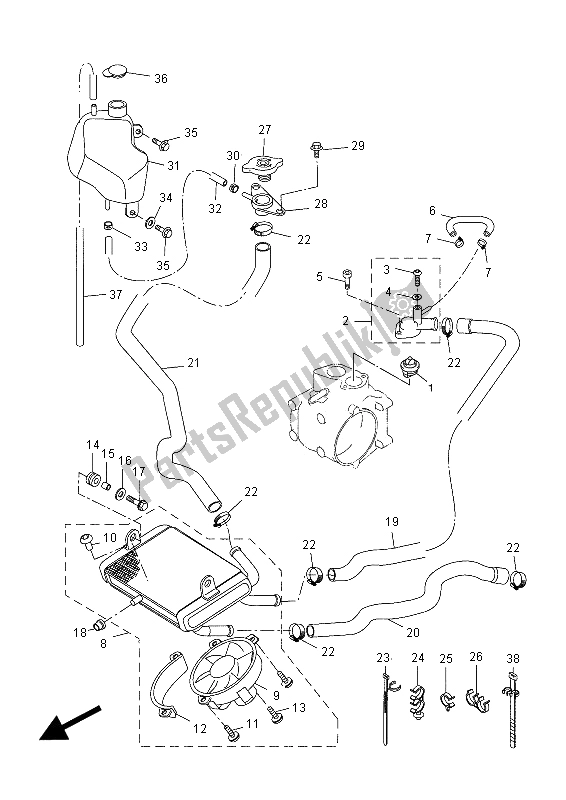 Tutte le parti per il Tubo Del Radiatore del Yamaha VP 250 X City 2012