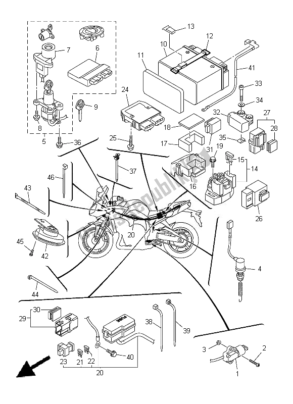 All parts for the Electrical 2 of the Yamaha FZ8 S 800 2014