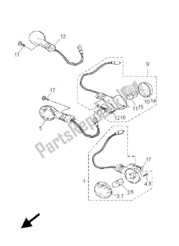 Todas as partes de Luz Intermitente do Yamaha DT 125 RE 2005