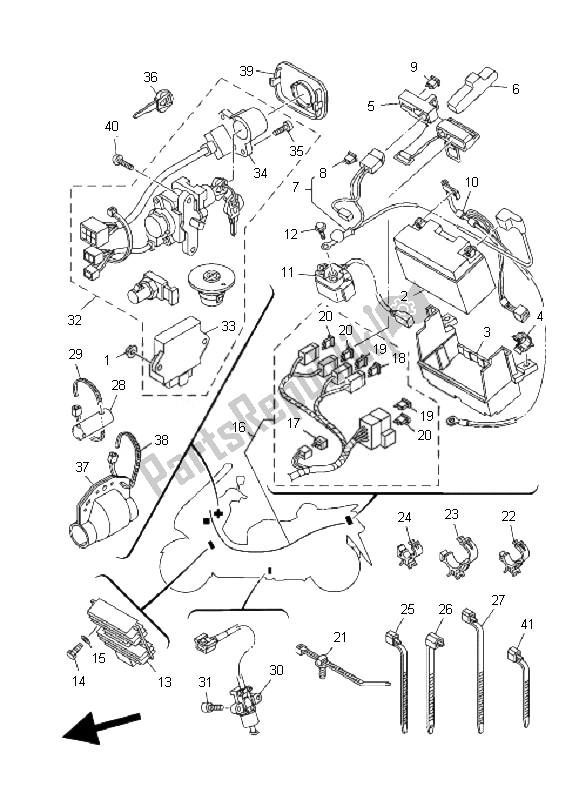 All parts for the Electrical 1 of the Yamaha YP 400A Majesty 2010