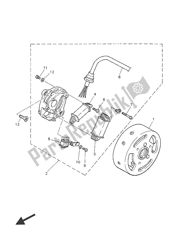 All parts for the Generator of the Yamaha PW 50 2016