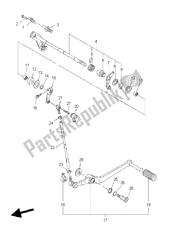 All parts for the Shift Shaft of the Yamaha YZF R6 600 2011