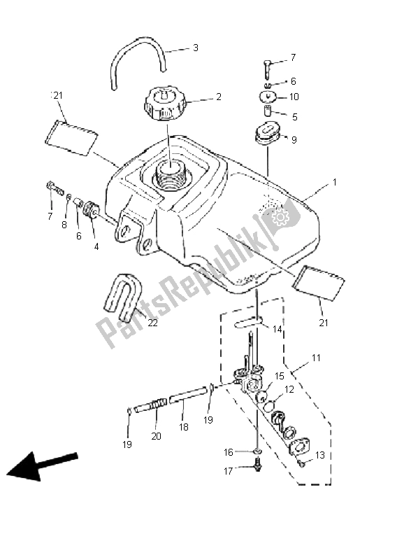 All parts for the Fuel Tank of the Yamaha YFM 80 Badger 2001