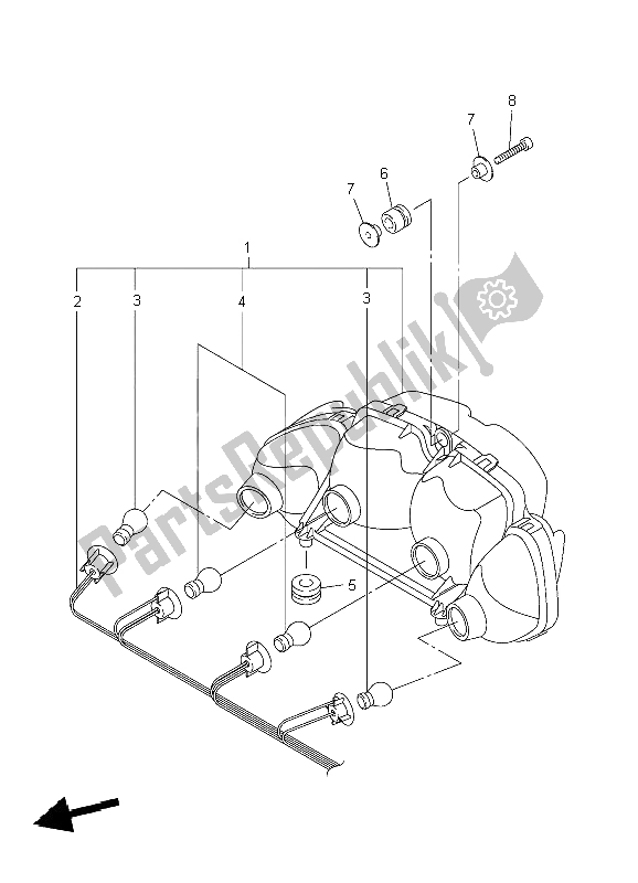 All parts for the Taillight of the Yamaha FJR 1300 2004