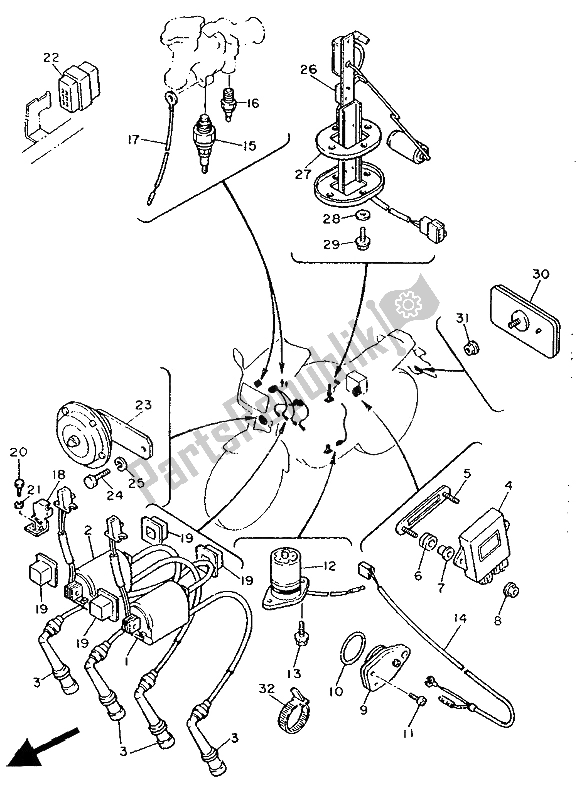 Todas las partes para Eléctrico 1 de Yamaha FZ 750 Genesis 1991